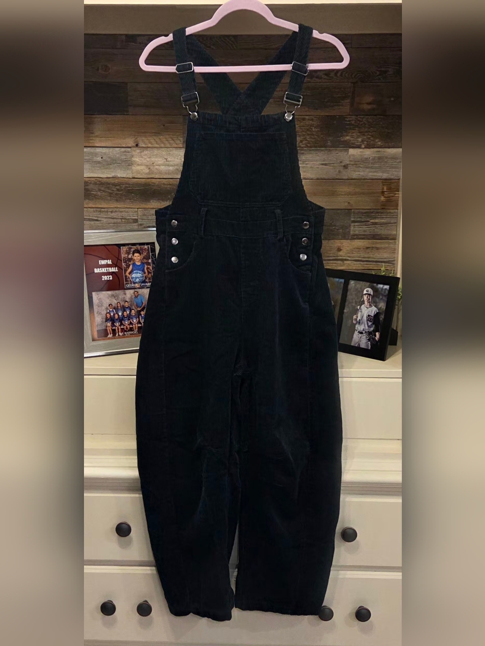 Corduroy Overalls Adjustable Straps Cute Baggy Barrel Bib Overalls - Picture 7 of 11